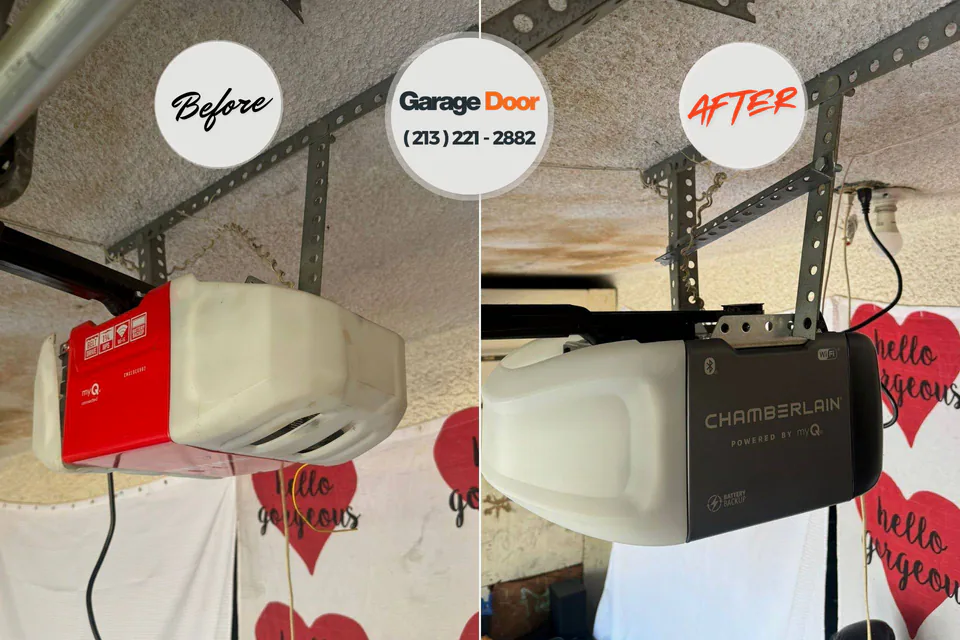 Before and after: garage door opener repair Oglesby, IL